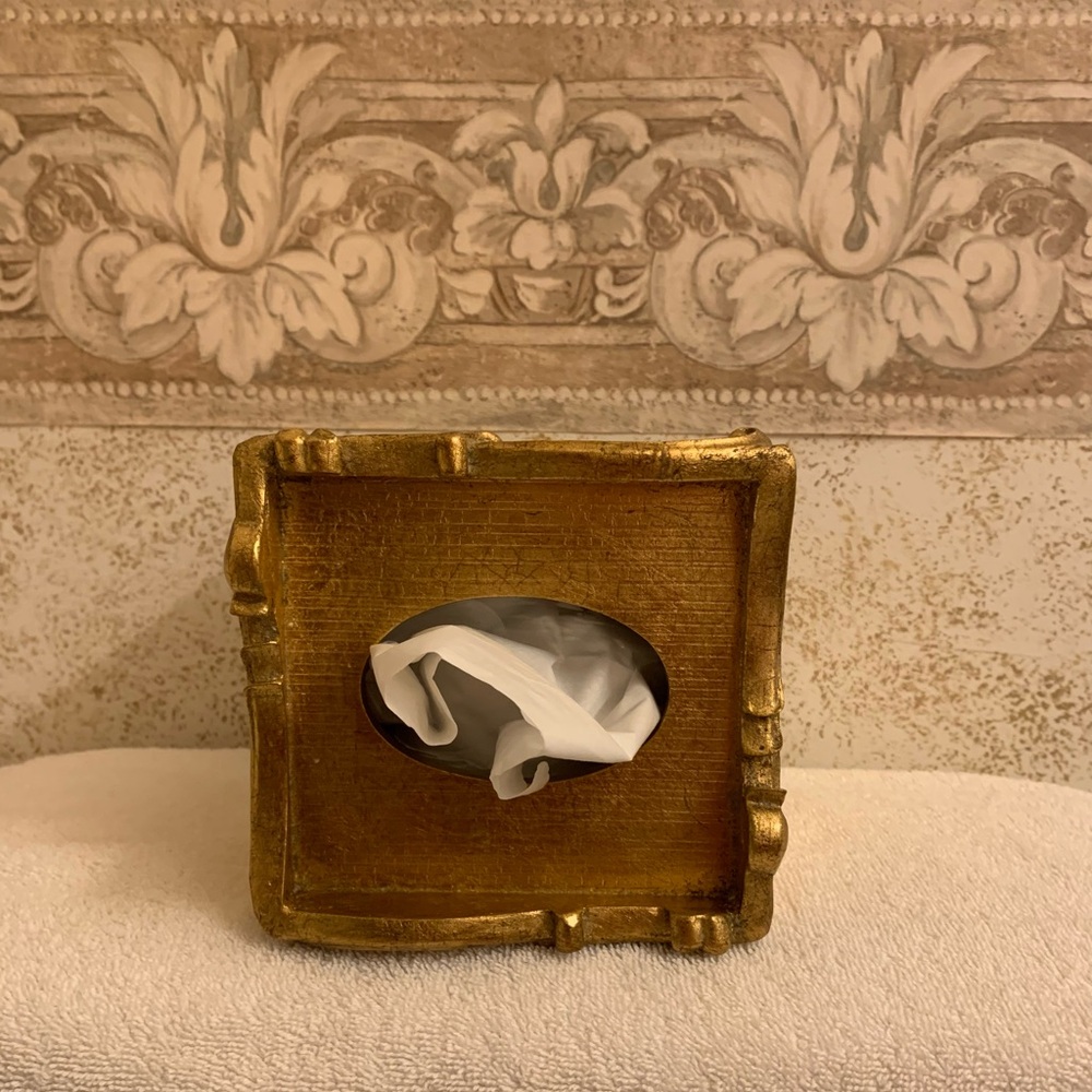 Vintage Gold Floral Decorative Tissue Box Cover - Picture 3 of 4